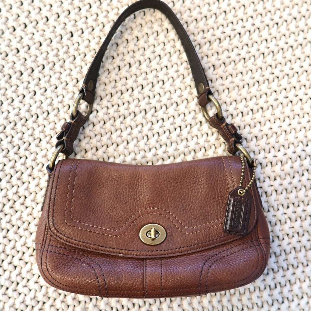 Coach Brown soft leather pebble purse